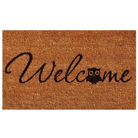 Configuracion 17 x 29 in. Barn Owl Welcome Rectangular Doormat Natural & Black CO3360628